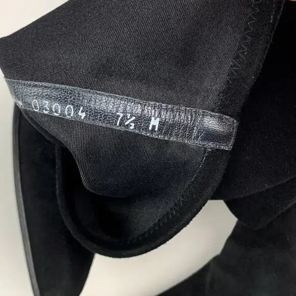 Stuart Weitzman Boots Black Suede Tall Knee High Heeled Women's 7.5 - Picture 6 of 11
